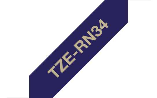 Oryginalna taśma wstążkowa TZe-RN34 firmy Brother – złoty nadruk na granatowym tle, 12 mm szerokości